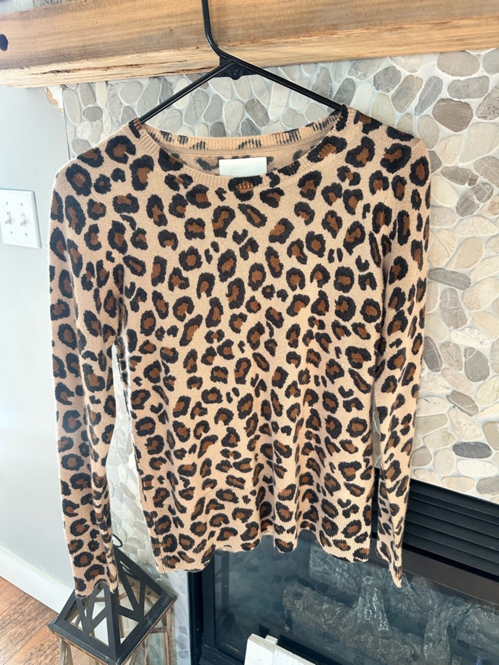 Cynthia Rowley Leopard Cashmere Crewneck Sweater - Pink & Black